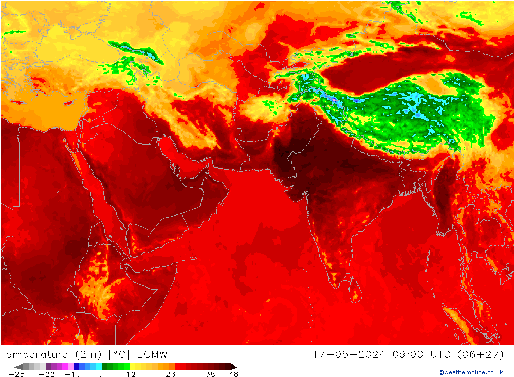 Temperatura (2m) ECMWF vie 17.05.2024 09 UTC