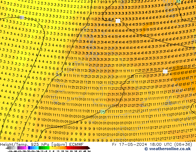 Height/Temp. 925 hPa ECMWF pt. 17.05.2024 18 UTC