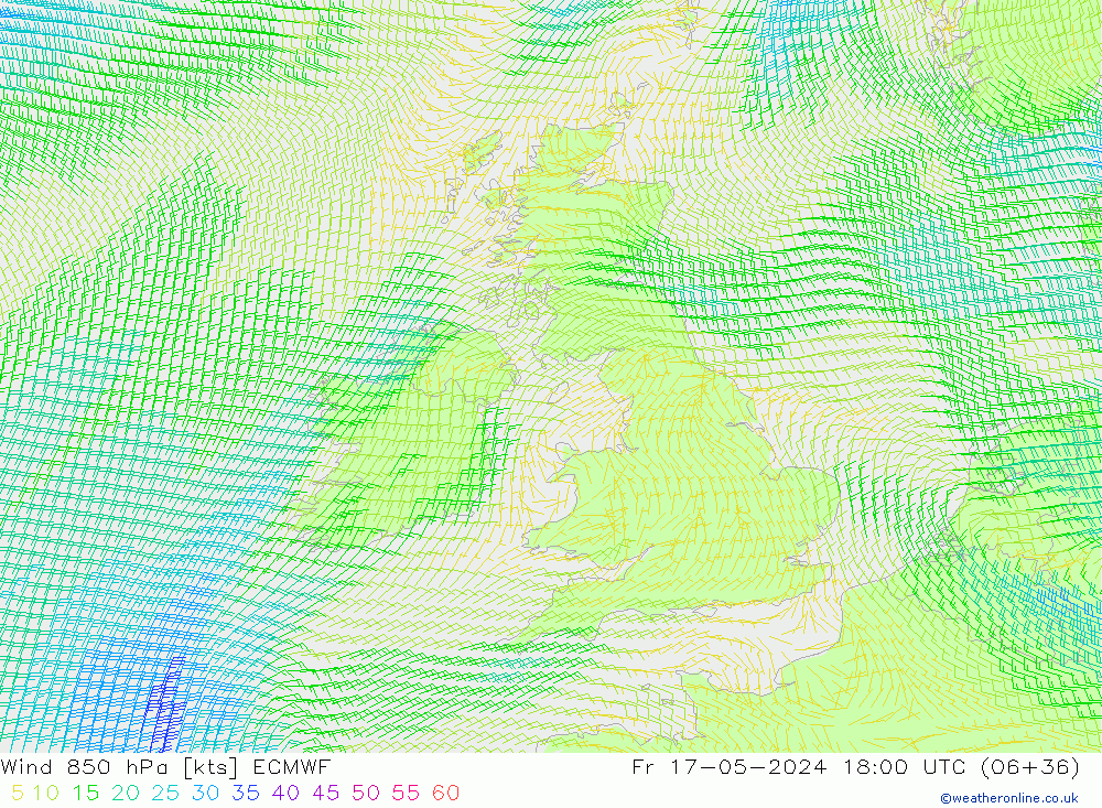 Wind 850 hPa ECMWF Pá 17.05.2024 18 UTC