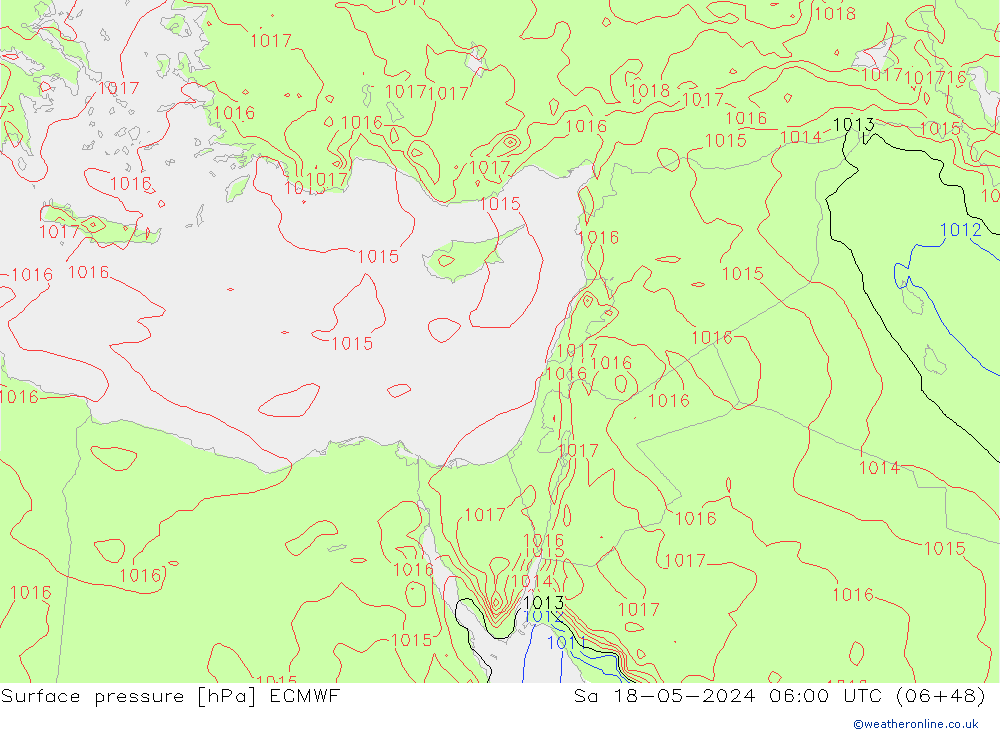 Pressione al suolo ECMWF sab 18.05.2024 06 UTC