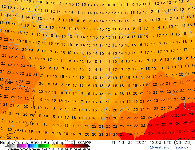 Z500/Rain (+SLP)/Z850 ECMWF jue 16.05.2024 12 UTC