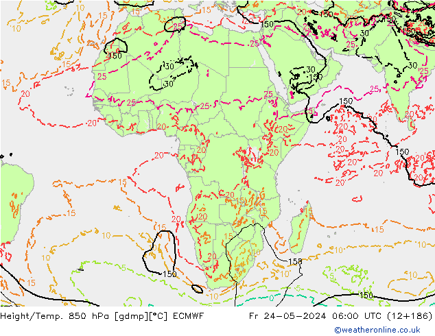 Height/Temp. 850 hPa ECMWF Pá 24.05.2024 06 UTC