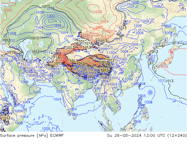 pressão do solo ECMWF Dom 26.05.2024 12 UTC