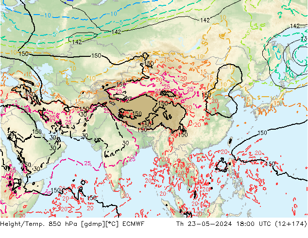 Z500/Rain (+SLP)/Z850 ECMWF Qui 23.05.2024 18 UTC