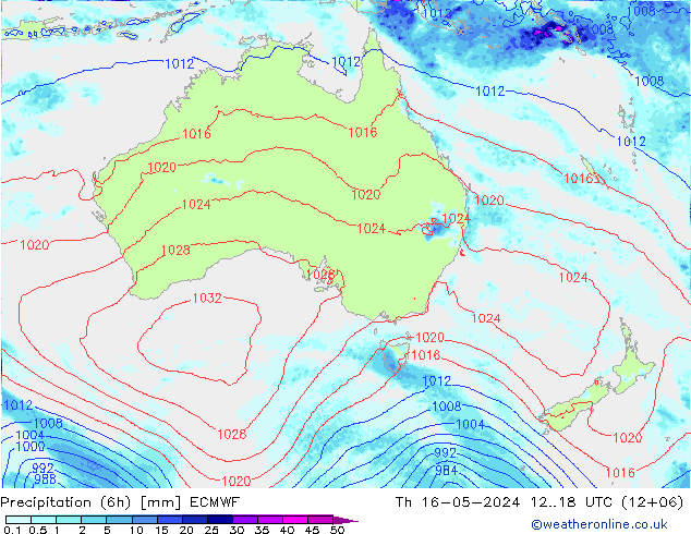 Z500/Rain (+SLP)/Z850 ECMWF Čt 16.05.2024 18 UTC