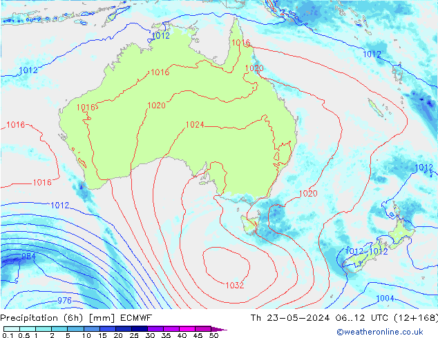 Z500/Rain (+SLP)/Z850 ECMWF gio 23.05.2024 12 UTC