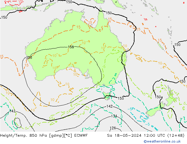 Z500/Rain (+SLP)/Z850 ECMWF Sa 18.05.2024 12 UTC