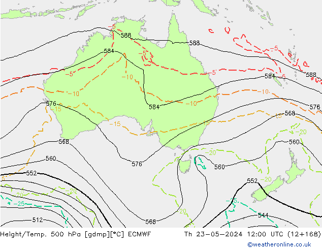 Z500/Rain (+SLP)/Z850 ECMWF gio 23.05.2024 12 UTC