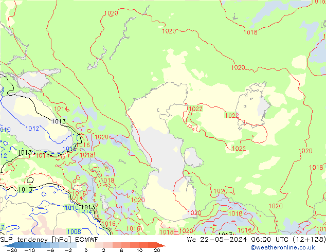 Druktendens (+/-) ECMWF wo 22.05.2024 06 UTC