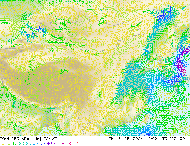 风 950 hPa ECMWF 星期四 16.05.2024 12 UTC
