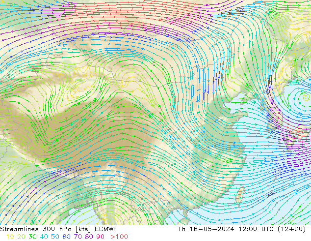 风 300 hPa ECMWF 星期四 16.05.2024 12 UTC