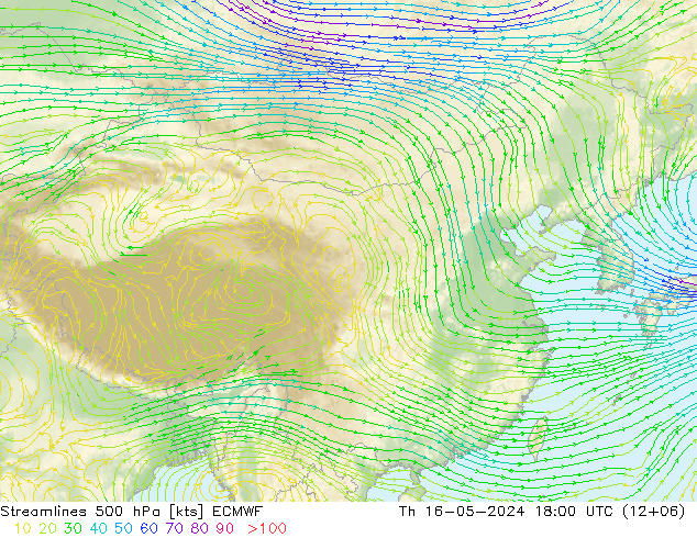 风 500 hPa ECMWF 星期四 16.05.2024 18 UTC