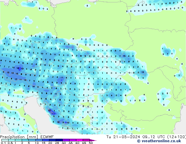 Precipitation ECMWF Tu 21.05.2024 12 UTC