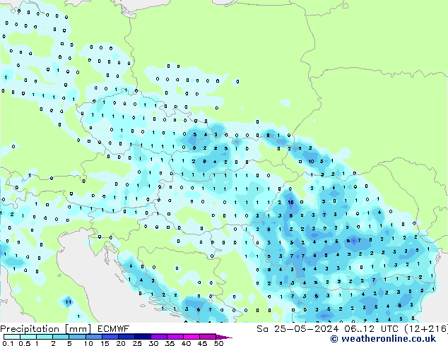 Precipitation ECMWF Sa 25.05.2024 12 UTC