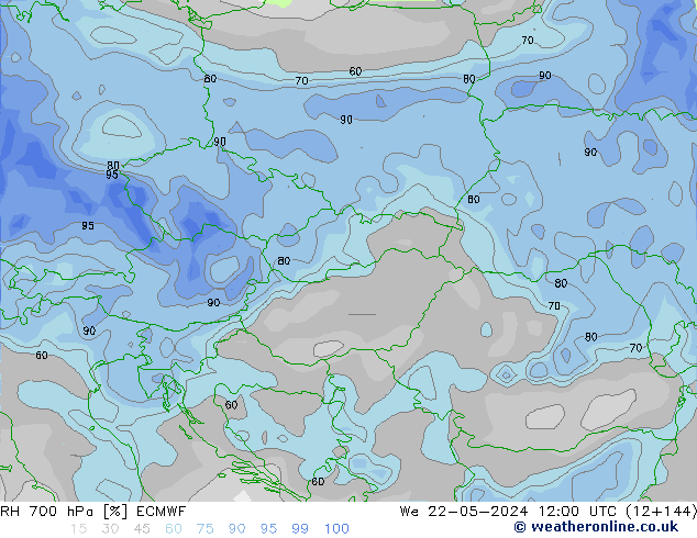 RH 700 hPa ECMWF  22.05.2024 12 UTC