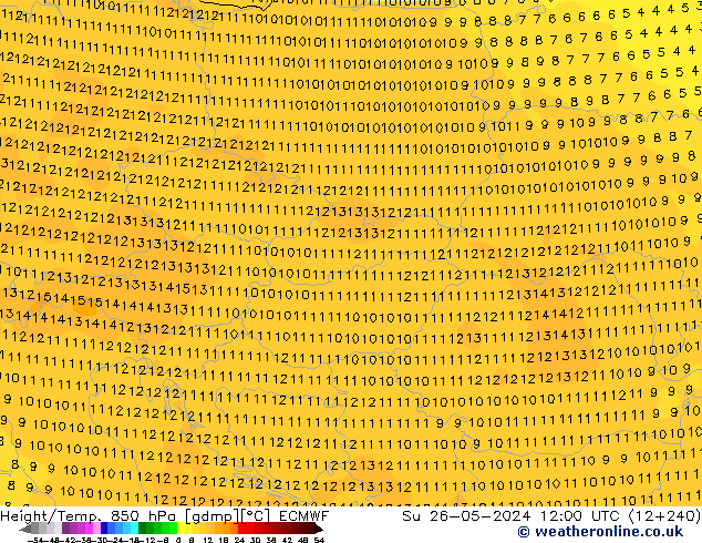 Z500/Rain (+SLP)/Z850 ECMWF dom 26.05.2024 12 UTC