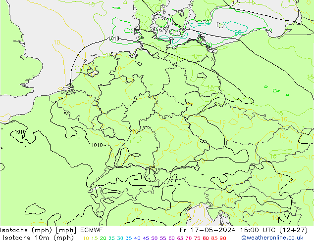 Isotachs (mph) ECMWF Fr 17.05.2024 15 UTC