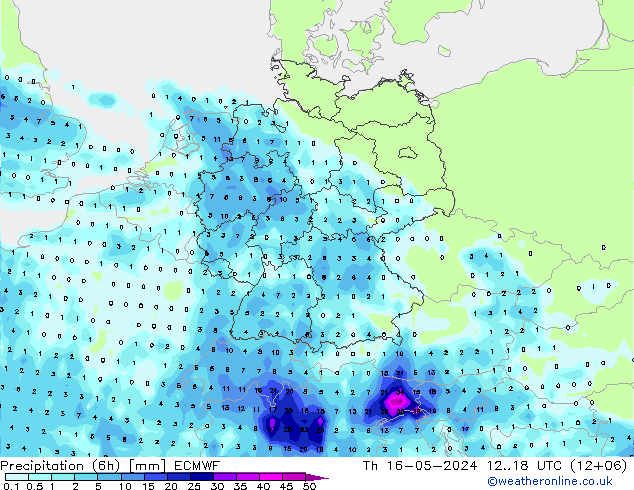 Z500/Rain (+SLP)/Z850 ECMWF 星期四 16.05.2024 18 UTC