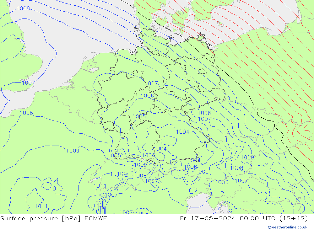 地面气压 ECMWF 星期五 17.05.2024 00 UTC