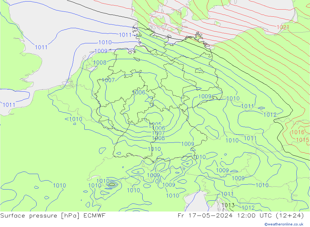 地面气压 ECMWF 星期五 17.05.2024 12 UTC