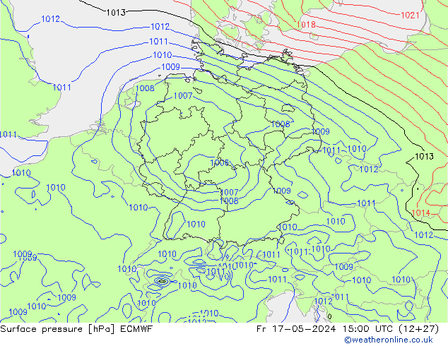 Bodendruck ECMWF Fr 17.05.2024 15 UTC