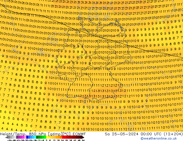 Yükseklik/Sıc. 850 hPa ECMWF Cts 25.05.2024 00 UTC