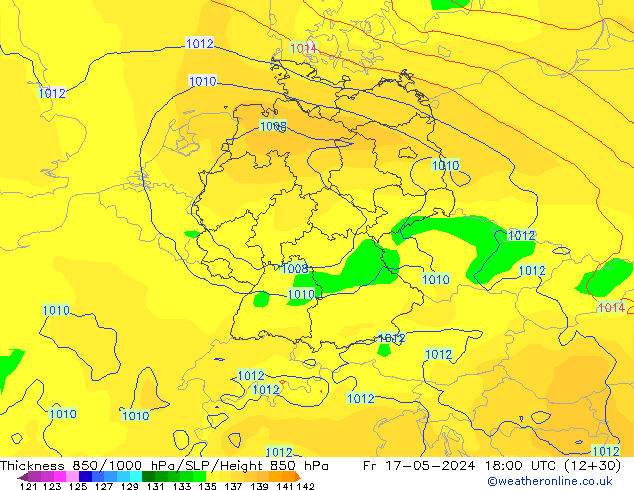 Schichtdicke 850-1000 hPa ECMWF Fr 17.05.2024 18 UTC