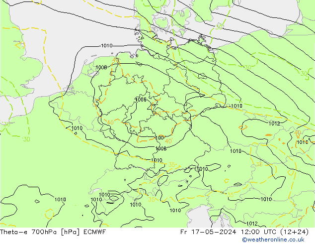 Theta-e 700hPa ECMWF Sex 17.05.2024 12 UTC