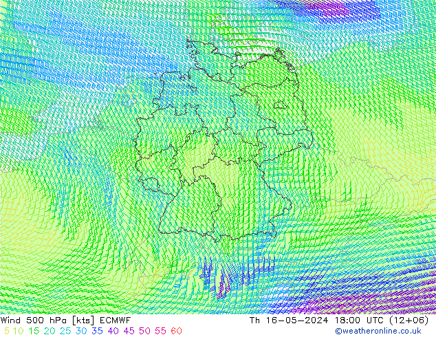 风 500 hPa ECMWF 星期四 16.05.2024 18 UTC