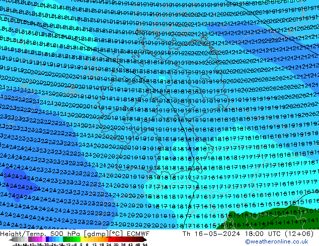 Height/Temp. 500 hPa ECMWF 星期四 16.05.2024 18 UTC