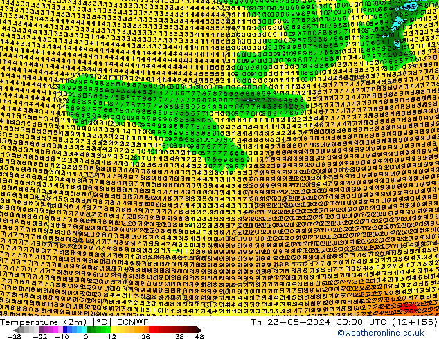 Temperatura (2m) ECMWF gio 23.05.2024 00 UTC