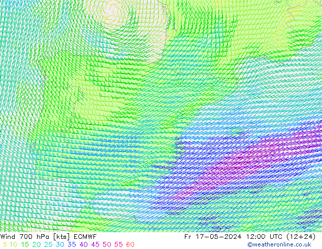 ветер 700 гПа ECMWF пт 17.05.2024 12 UTC