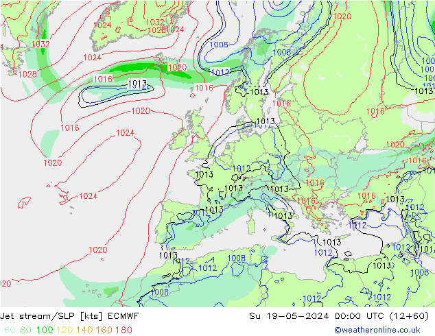 Polarjet/Bodendruck ECMWF So 19.05.2024 00 UTC