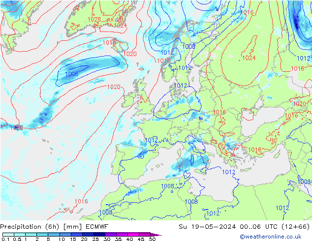 Z500/Rain (+SLP)/Z850 ECMWF So 19.05.2024 06 UTC