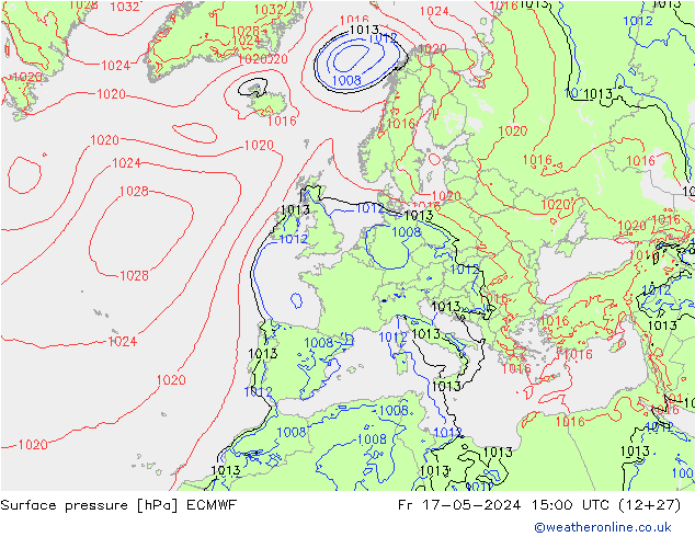 приземное давление ECMWF пт 17.05.2024 15 UTC