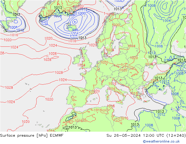 pression de l'air ECMWF dim 26.05.2024 12 UTC