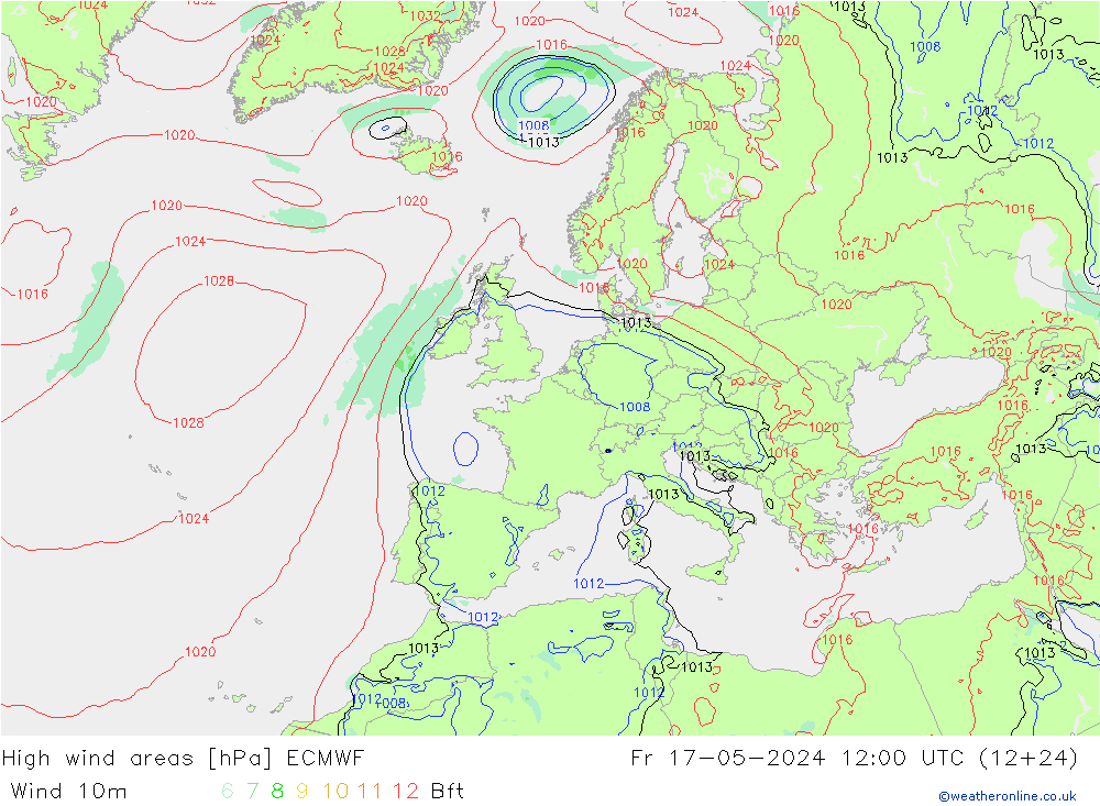 Izotacha ECMWF pt. 17.05.2024 12 UTC