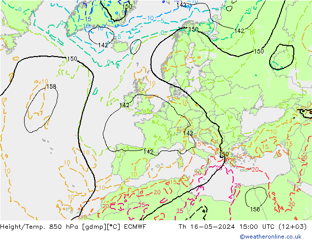 Yükseklik/Sıc. 850 hPa ECMWF Per 16.05.2024 15 UTC