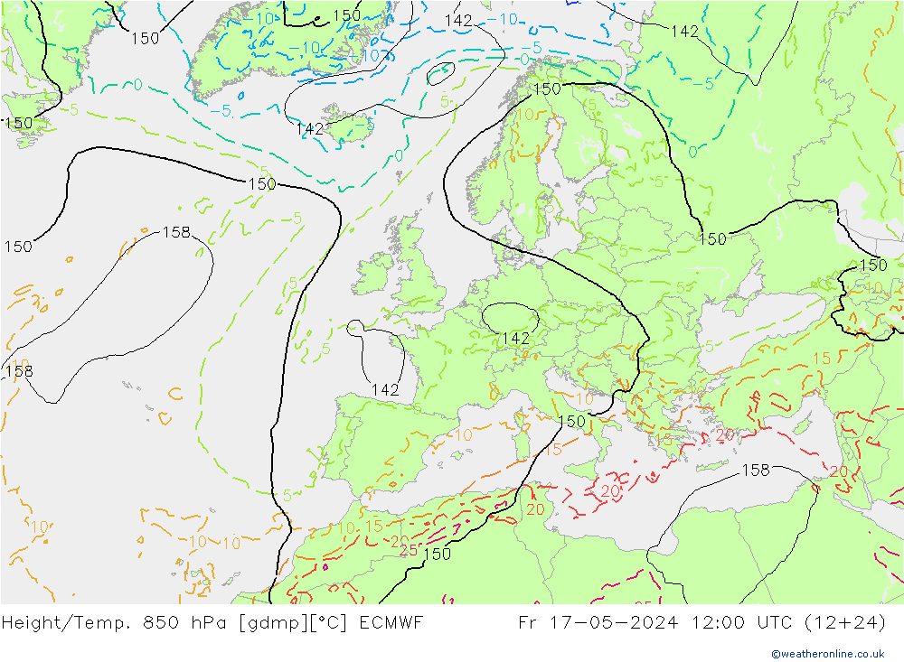 Height/Temp. 850 hPa ECMWF Sex 17.05.2024 12 UTC
