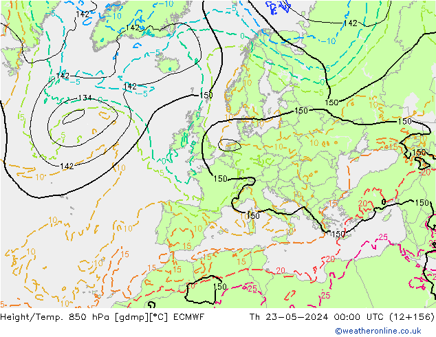 Z500/Rain (+SLP)/Z850 ECMWF Th 23.05.2024 00 UTC