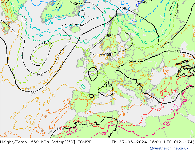 Z500/Rain (+SLP)/Z850 ECMWF Čt 23.05.2024 18 UTC