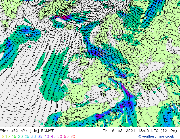Rüzgar 950 hPa ECMWF Per 16.05.2024 18 UTC