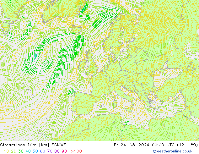 Rüzgar 10m ECMWF Cu 24.05.2024 00 UTC