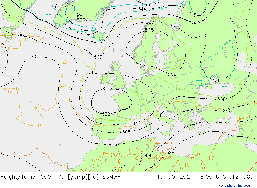 Z500/Rain (+SLP)/Z850 ECMWF Do 16.05.2024 18 UTC
