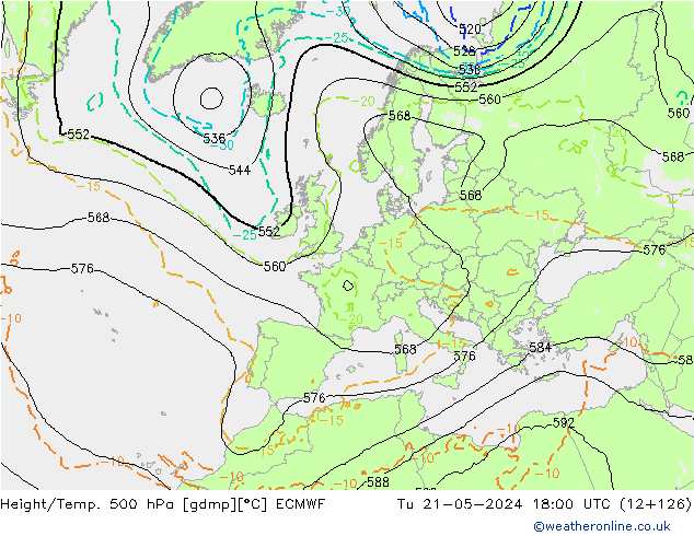 Z500/Rain (+SLP)/Z850 ECMWF Ter 21.05.2024 18 UTC