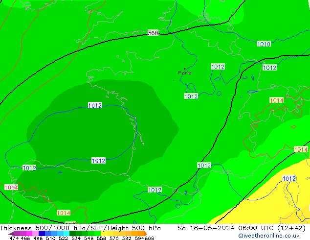 500-1000 hPa Kalınlığı ECMWF Cts 18.05.2024 06 UTC