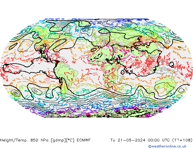 Hoogte/Temp. 850 hPa ECMWF di 21.05.2024 00 UTC
