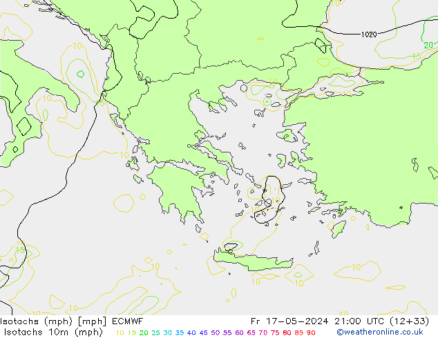 Isotachs (mph) ECMWF  17.05.2024 21 UTC