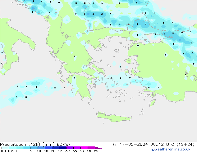 Precipitation (12h) ECMWF Fr 17.05.2024 12 UTC