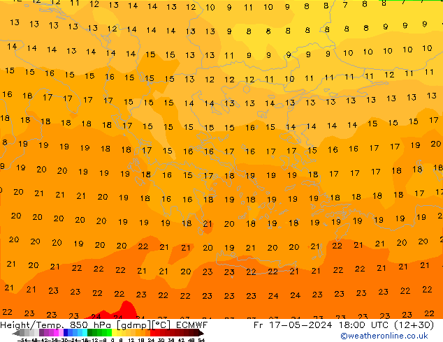 Z500/Yağmur (+YB)/Z850 ECMWF Cu 17.05.2024 18 UTC